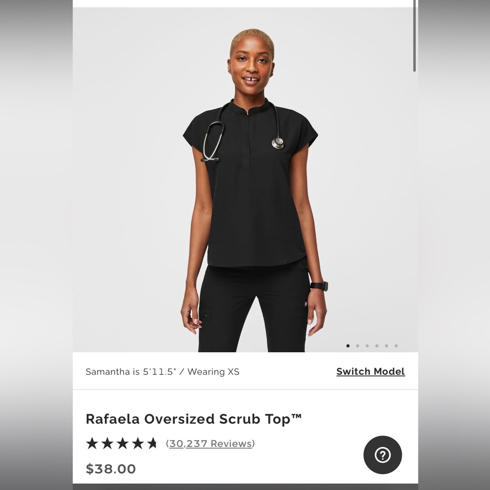 FIGS women’s Black Rafaela Oversized Scrub Top